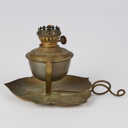 An Art Noveaua Metal Minitature Swivel Oil Lamp