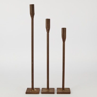 A Trio of Vintage Iron Candlesticks, Mexico