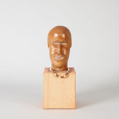 Carved Wooden Head of a Man 