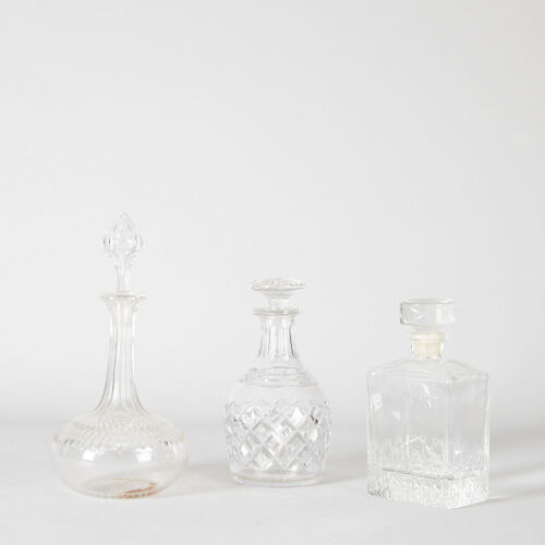 A Trio of Glass Decanters 