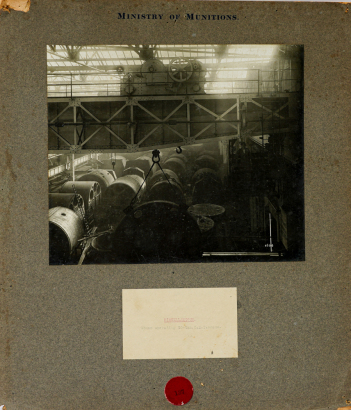 Ministry of Munitions Woman operating 60-ton. O.E.T. Crane