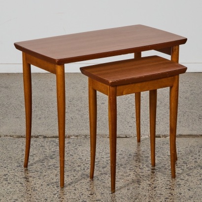 A Pair of Retro Sabre Legged Nesting Side Tables
