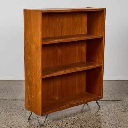 A Mid Century Teak Shelf With Hairpin Legs