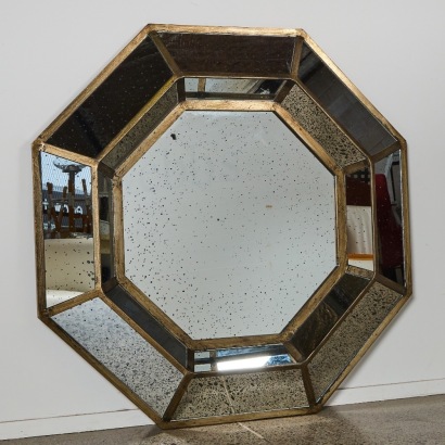 A Large Hollywood Regency Style Octagonal Accent Wall Mirror