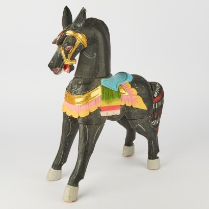A Hand Carved and Hand-Painted Wooden Folk Art Horse