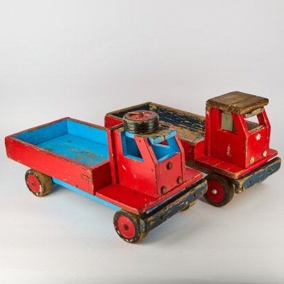A Pair of Vintage Large Garage Built Trucks