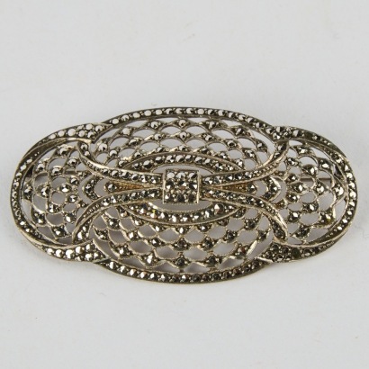 A Vintage Sterling Silver Marcasite Brooch