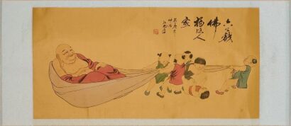 A Chinese 20th Century Figure Painting, Handscroll (Ink and Colour on Silk)