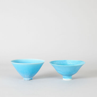 A Pair of Light Blue Glazed Pottery Bowls