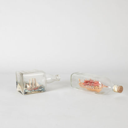 A Pair of Two Ships in Bottles