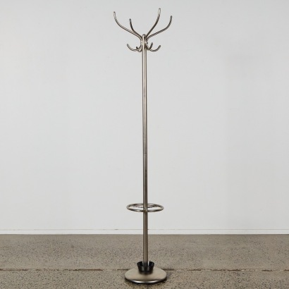 A Steel Coat Rack with Integrated Umbrella Stand