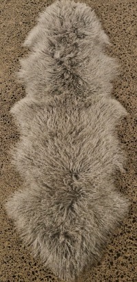 A Large Tibetan Lamb Hide Rug (Grey)