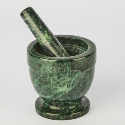 A Dark Green Marble Mortar and Pestle