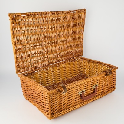 A Vintage Woven Wicker Picnic Basket
