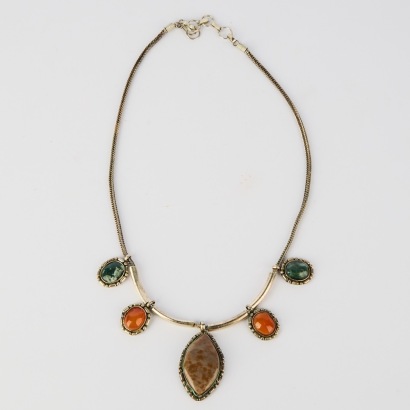 A Handmade Tibetan Tribal Necklace with Gems