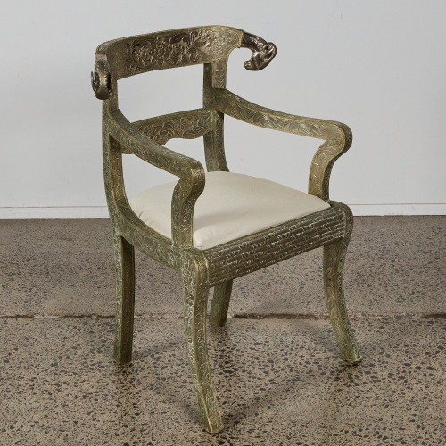 An Anglo Indian Repousse Ram's Head Chairs