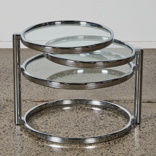 A Milo Baughman Style Swivel Side Table