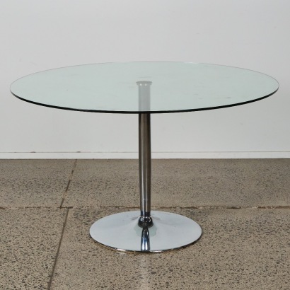 A Chrome and Glass Coffee Table