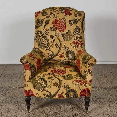 An Edwardian Armchair in Jacobean Floral Fabric