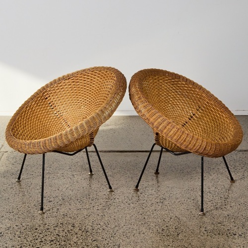 A Pair of John Crichton Blind Foundation Rattan Cane Easy Chairs