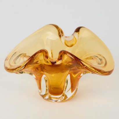 A Vintage Murano Wavy Amber Glass Vide-pouche