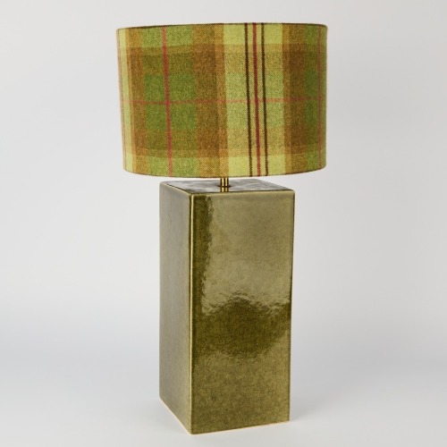 A Ceramic Lamp with a Ralph Lauren Cashmere Fabric Shade