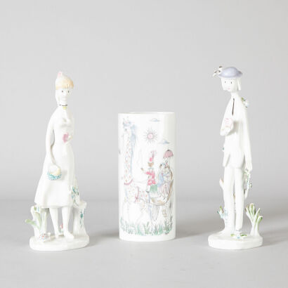 A Pair of Rosenthal Figures with Vase