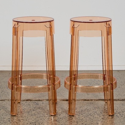 A Pair of Charles Ghost Stools by Philippe Starck for Kartell