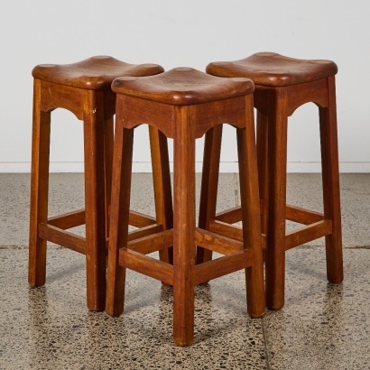 A Trio of Vintage Hardwood Stools