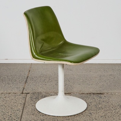 A Vintage Green Leather Tulip Chair
