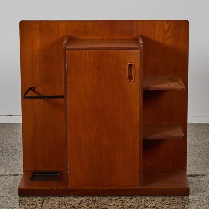 A Mid-Century Oak Veneer Entranceway Unit with Built in Umbrella Stand