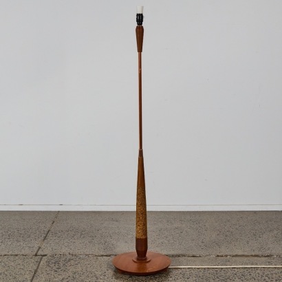 A Mid-Century Copper, Cork and Mahogany Lamp Base