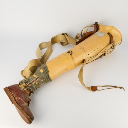 A Single Post-War Prosthetic Leg with Orginal Shoe