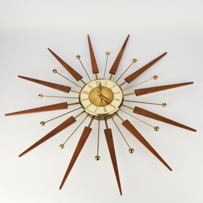 A Large Mid-Century Elgin Starburst Wall Clock