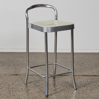 A Kartell Metal and White Barstool