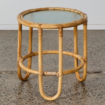 A Vintage Boho Rattan Side Table