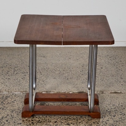 A Machine Age Chrome and Wooden Side Table