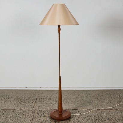 A Mid-Century Teak and Anodised Copper Floor Lamp