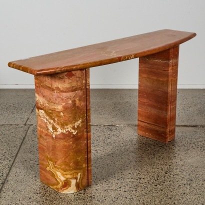 A Monumental Arabescato Orobico Rosso Marble Console