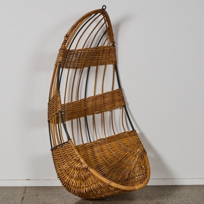 An Unused John Crichton Hanging Rattan Egg Chair by The Blind Institute