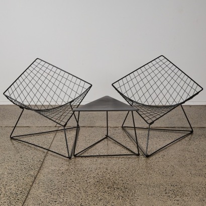 A Pair of Vintage OTI Chairs and Rare Side Table by Niels Gammelgaard for IKEA, 1980s
