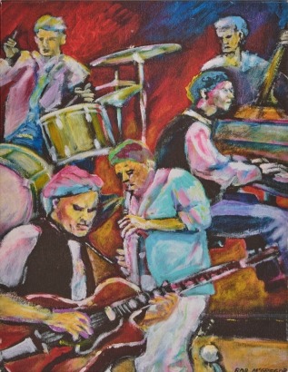 A Rob McGregor Jazz Band Reproduction Canvas Print