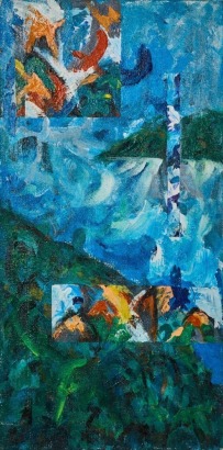 UNKNOWN ARTIST Abstract Oil on Hessian