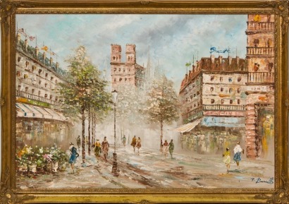 A Paris Street Scene By T. Burnett