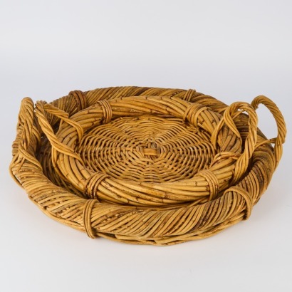 A Pair Of Woven Rattan Trays