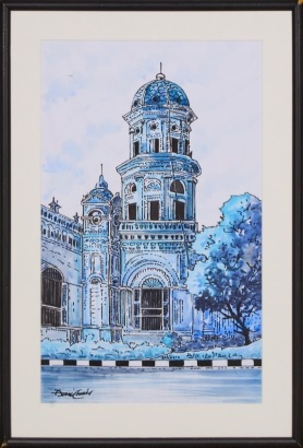 A Framed Watercolour of an Italian Church