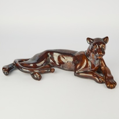 A Mid-Century Cermic Panther, Marked 'J H' Made in Napier