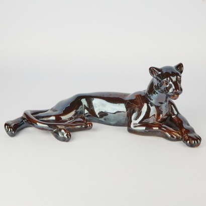 A Mid-Century Cermic Panther, Marked 'J H' Made in NZ