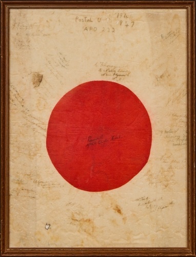 A Yosegaki Hinomaru Flag Dated 1946-1947 Postal Unit APO 222 J Force