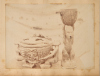 JOSIAH MARTIN An Album Page Featuring a Photograph of Carved Māori Bowls by Josiah Martin and a Photograph of Lake Taūpo by Unknown Photographer